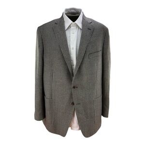 Hardwick Current Brown Gingham Check‎ Wool 2 Button Double Vent Blazer Size 48L